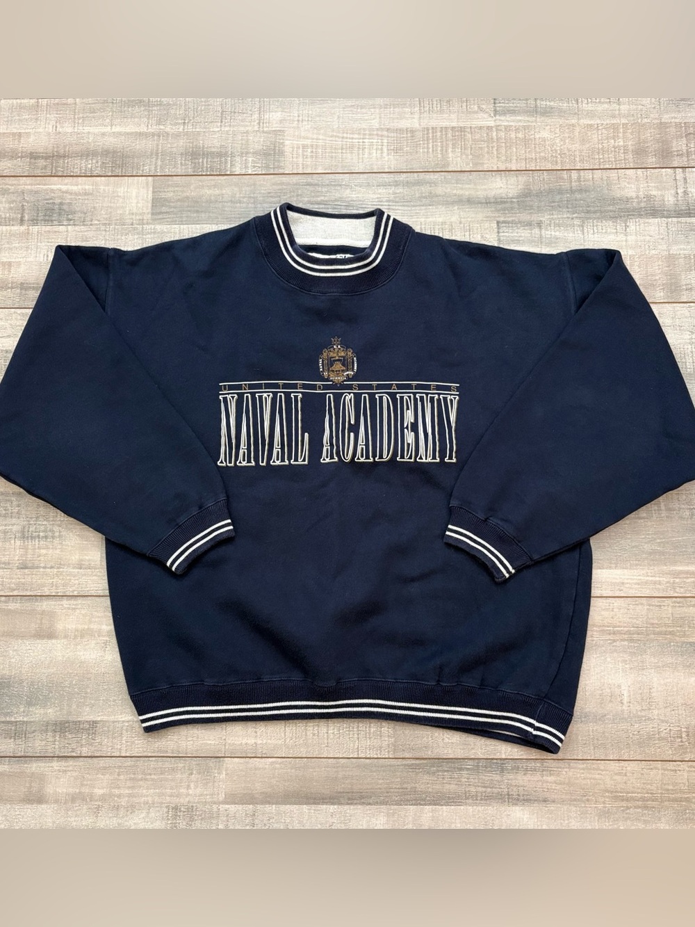 Vintage 90s US Naval Academy Navy Crewneck Sweatshirt Gear For Sports Blue Large